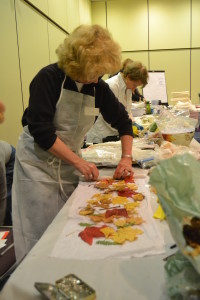 Prepping leaves for wrap and rust dyeing. Can't wait to find out what Maggie Vanderweits teaching this year